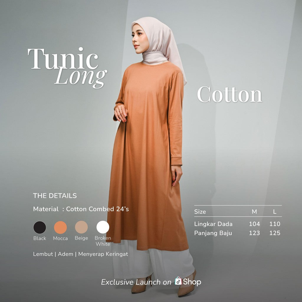 Hijaberies - Tunik Long Cotton (Atasan Wanita Bahan Cotton Combed 24's)