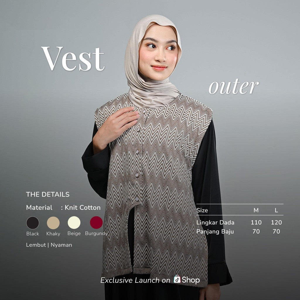 Hijaberies - Outer Knit Cotton Zigzag (Vest Wanita Bahan Knit Cotton)