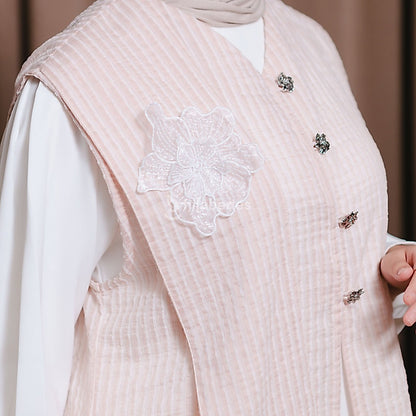 Hijaberies - Flowery Shawl Vest (Outer Flower Bahan Chenille Tencel | Cocok Untuk Acara Formal/Kondangan/Raya)