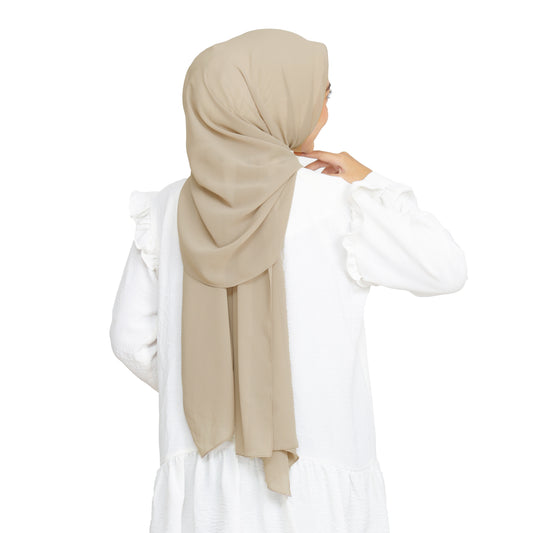 Kala Pashmina Oval Ceruty Babydoll Hijaberies - Travertine