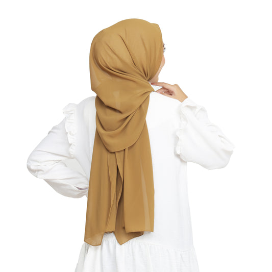 Kala Pashmina Oval Ceruty Babydoll Hijaberies - Butternut