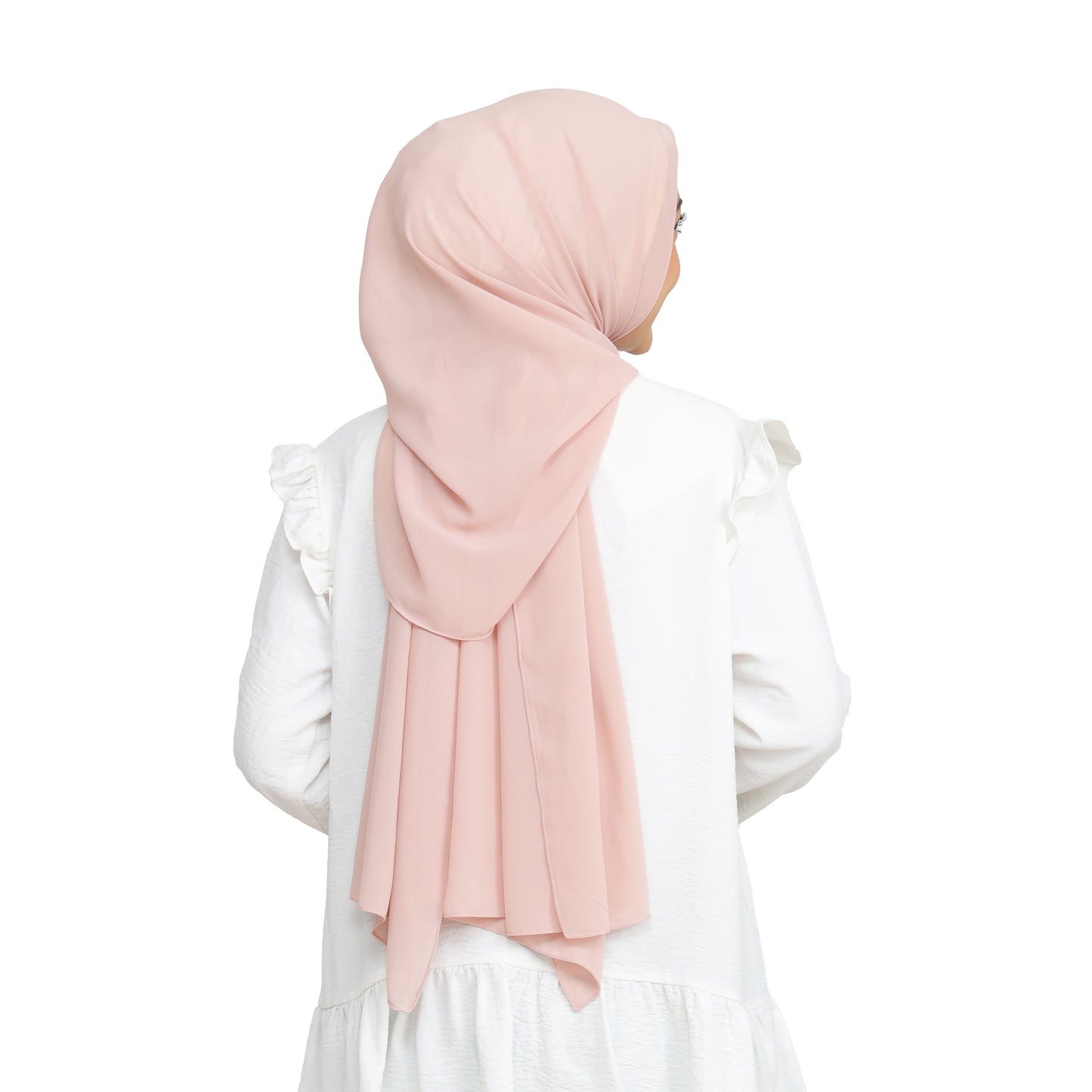 Kala Pashmina Oval Ceruty Babydoll Hijaberies - Peach