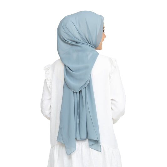 Kala Pashmina Oval Ceruty Babydoll Hijaberies - Dust Blue