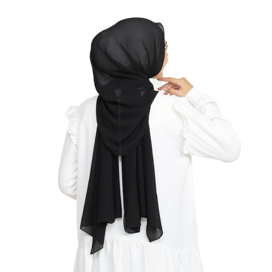 Kala Pashmina Oval Ceruty Babydoll Hijaberies - Black