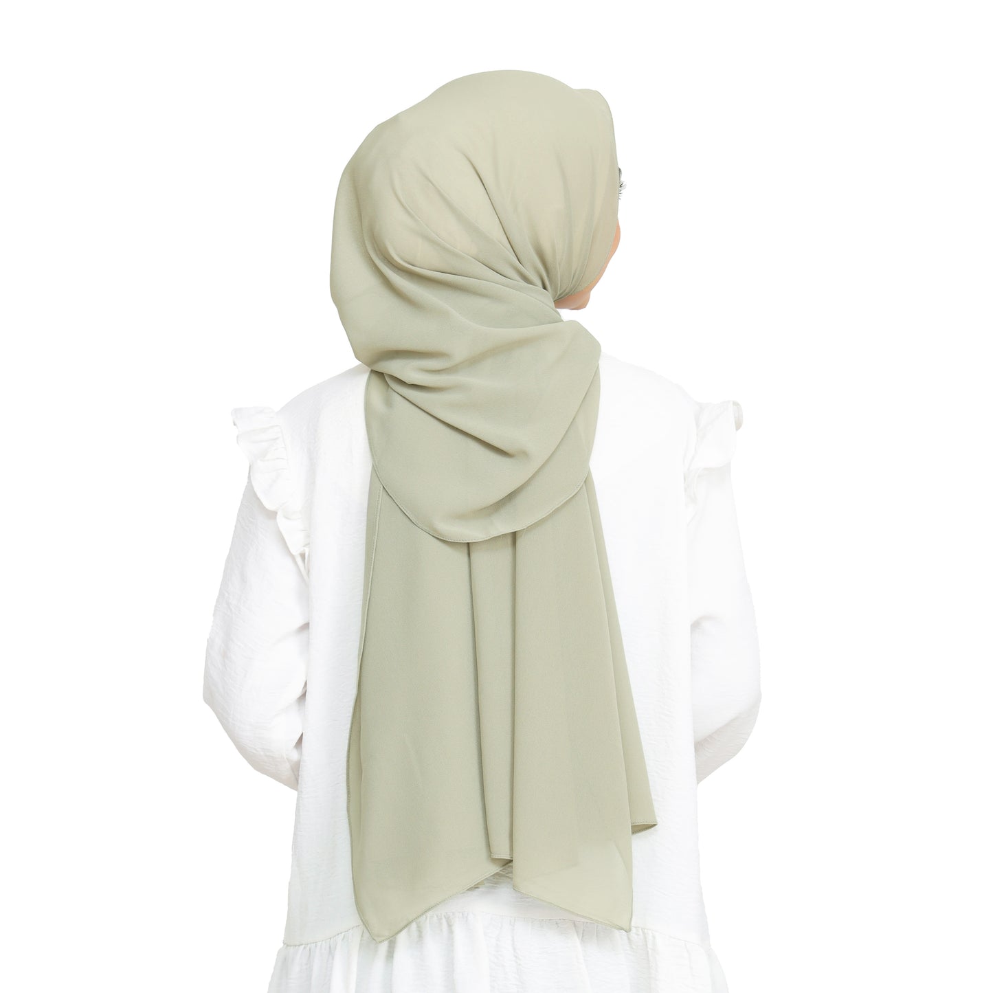 Kala Pashmina Oval Ceruty Babydoll Hijaberies - Sage Green