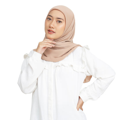 Alana Square Textured Cotton Hijaberies - Latte