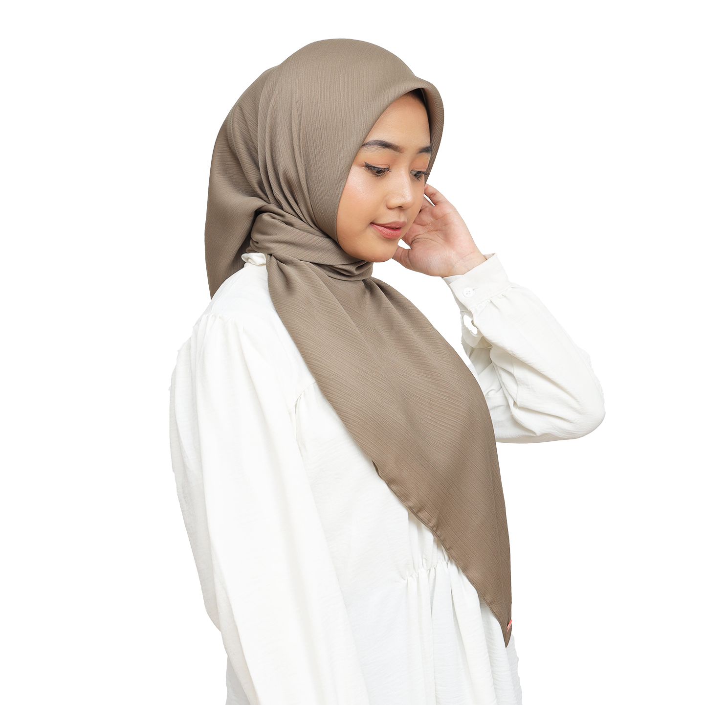 Alana Square Textured Cotton Hijaberies - Taupe