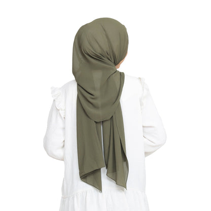 Kala Pashmina Oval Ceruty Babydoll Hijaberies - Army