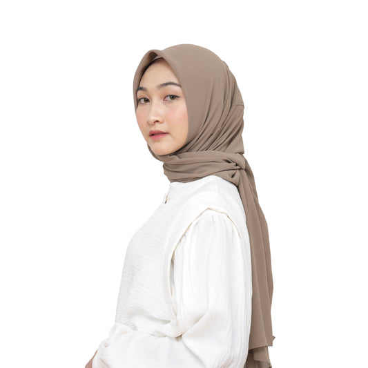 Kelora Pashmina Square Ceruty Babydoll Hijaberies - Walnut