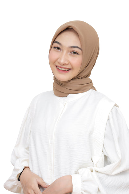 Kelora Pashmina Square Ceruty Babydoll Hijaberies - Mocca