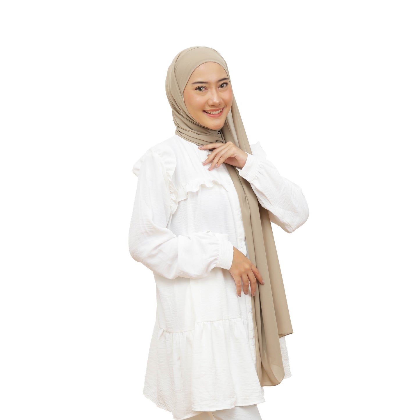 Jiran Pashmina Instan Ceruty Babydoll Hijaberies - Travertine