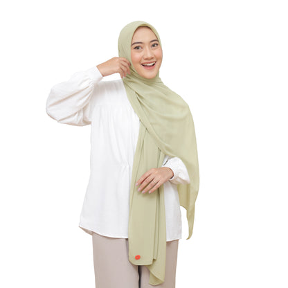 Kelora Pashmina Square Ceruty Babydoll Hijaberies - Soft Sage Green