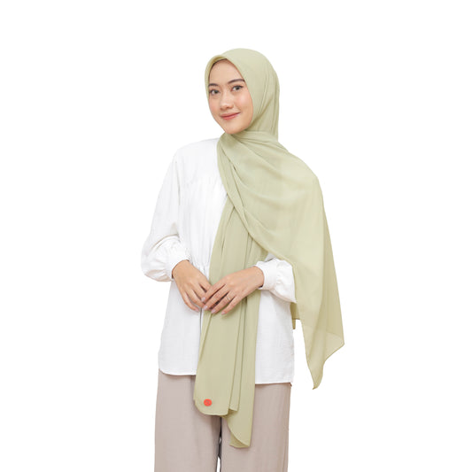 Kelora Pashmina Square Ceruty Babydoll Hijaberies - Soft Sage Green