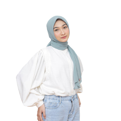 Kelora Pashmina Square Ceruty Babydoll Hijaberies - Dust Blue