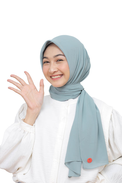 Kelora Pashmina Square Ceruty Babydoll Hijaberies - Dust Blue