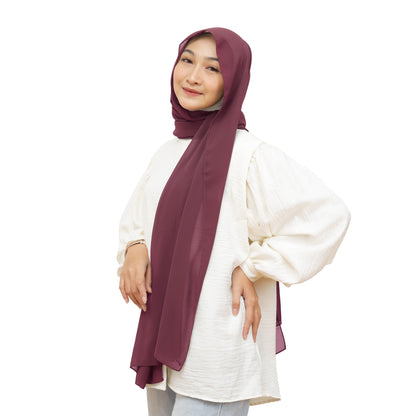 Daily Pashmina Ceruty Babydoll Hijaberies - Wine