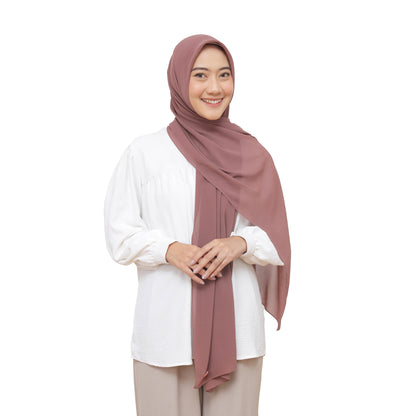 Kelora Pashmina Square Ceruty Babydoll Hijaberies - Mauve