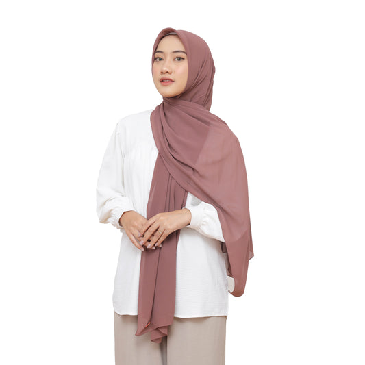 Kelora Pashmina Square Ceruty Babydoll Hijaberies - Mauve