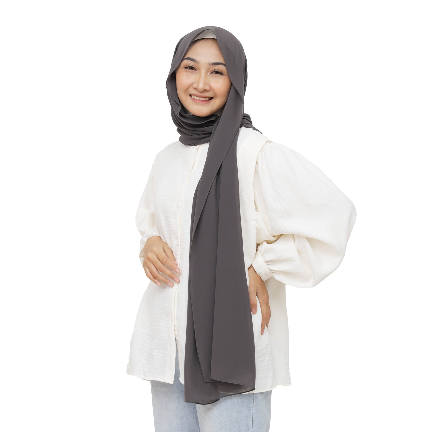 Daily Pashmina Ceruty Babydoll Hijaberies - Iron Grey