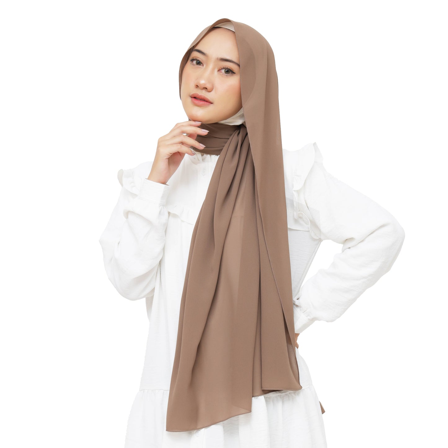 Daily Pashmina Ceruty Babydoll Hijaberies - Toffee