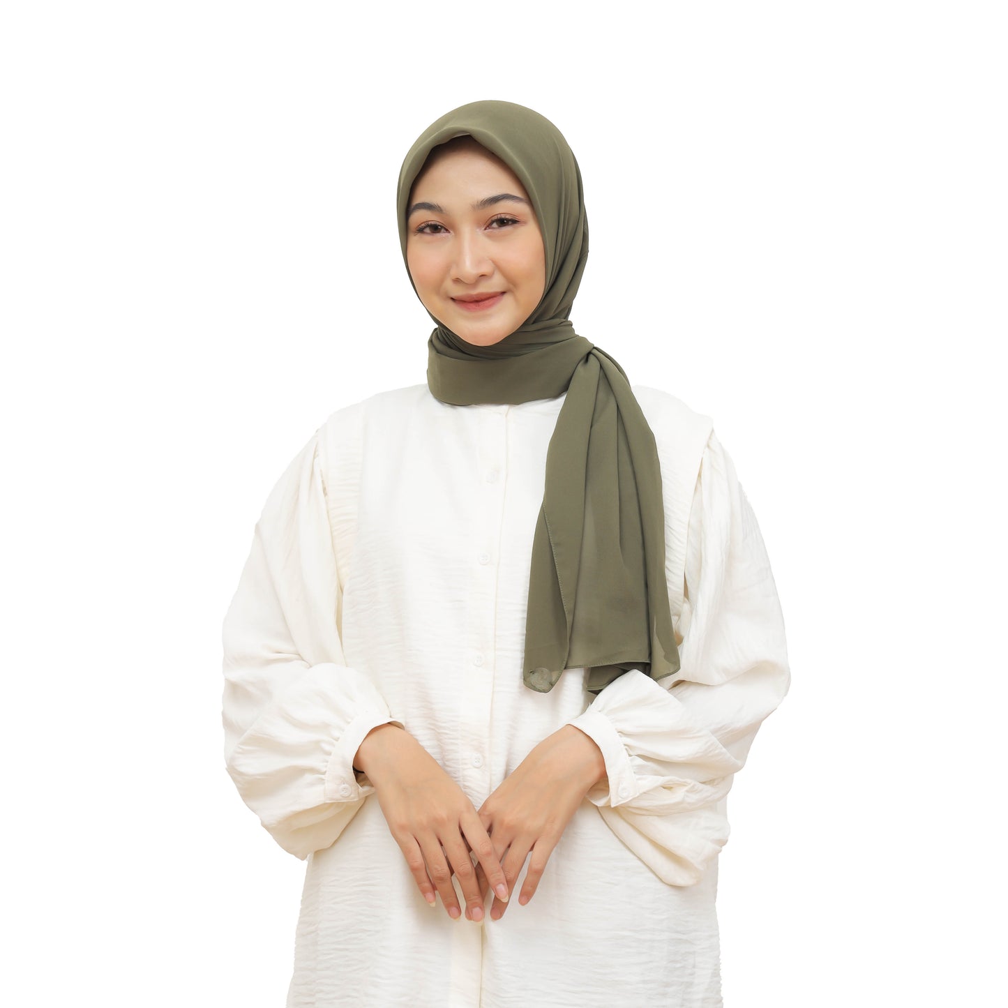 Kelora Pashmina Square Ceruty Babydoll Hijaberies - Army