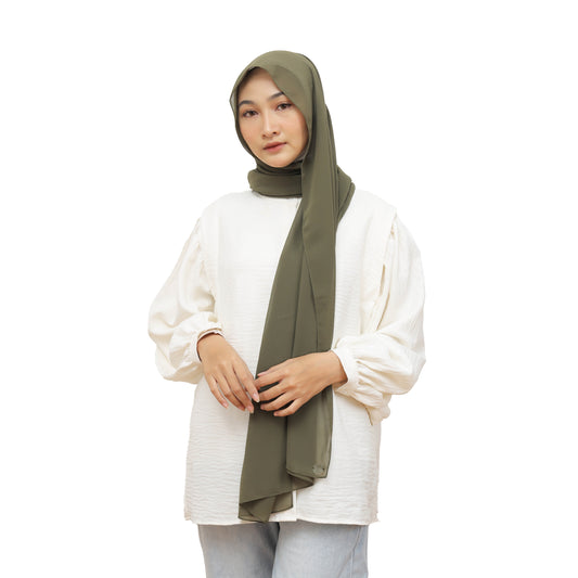 Daily Pashmina Ceruty Babydoll Hijaberies - Army