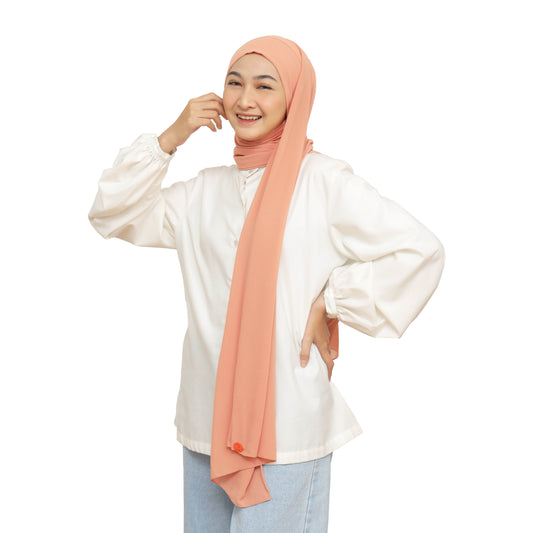 Jiran Pashmina Instan Ceruty Babydoll Hijaberies - Soft Brick