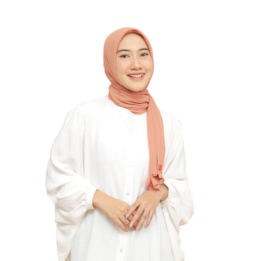 Kelora Pashmina Square Ceruty Babydoll Hijaberies - Soft Brick