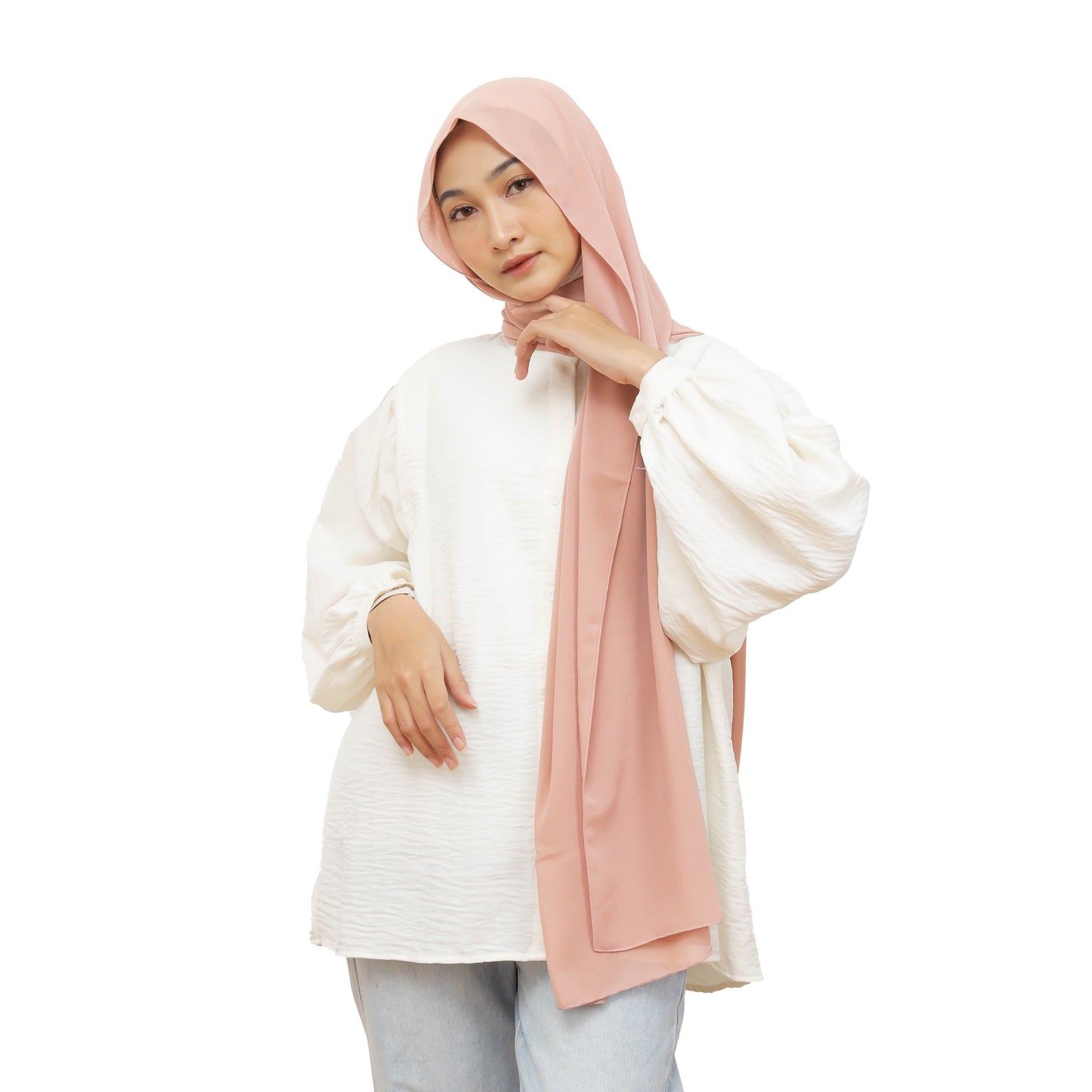 Daily Pashmina Ceruty Babydoll Hijaberies - Powder Puff