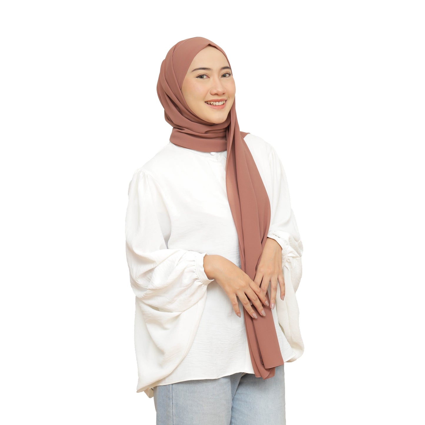 Jiran Pashmina Instan Ceruty Babydoll Hijaberies - Chocolate