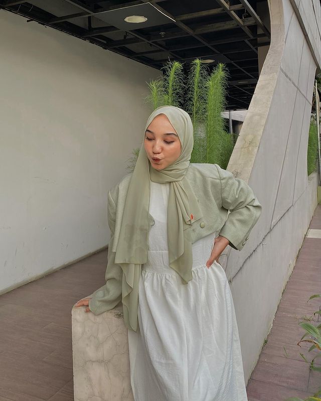 Daily Pashmina Ceruty Babydoll Hijaberies - Soft Sage Green