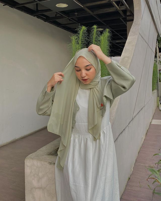 Daily Pashmina Ceruty Babydoll Hijaberies - Soft Sage Green