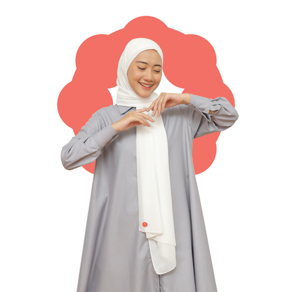 Jiran Pashmina Instan Ceruty Babydoll Hijaberies - Broken White