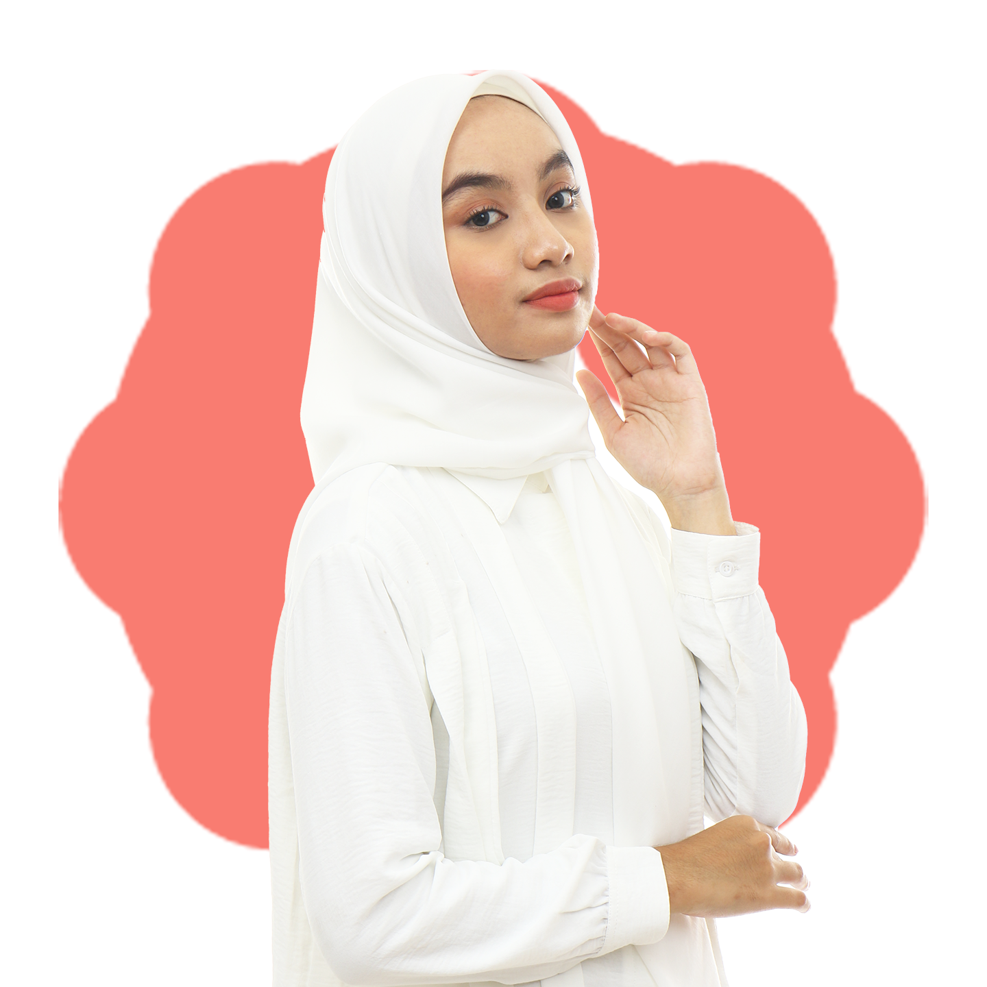 Ayudia Voal Bawal Plain Hijaberies - Broken White