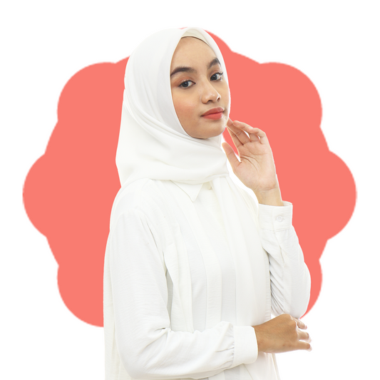 Ayudia Voal Bawal Plain Hijaberies - Broken White