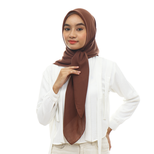 Ayudia Voal Bawal Plain Hijaberies - Aztec Brown