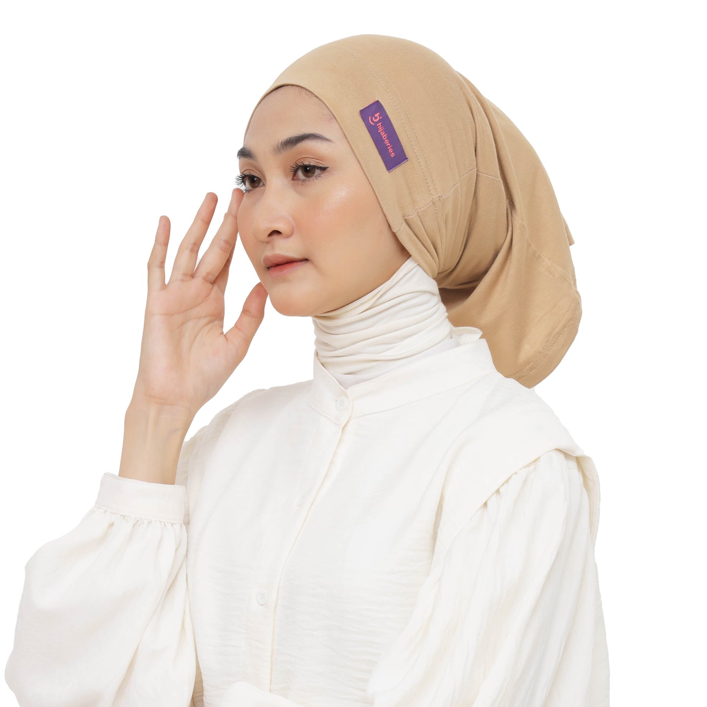 Inner Hijab Long Headband Cotton Rayon Hijaberies - Cream/Skin