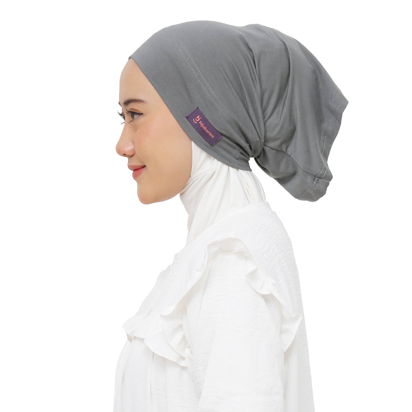 Inner Hijab Long Headband Cotton Rayon Hijaberies - Charcoal Grey