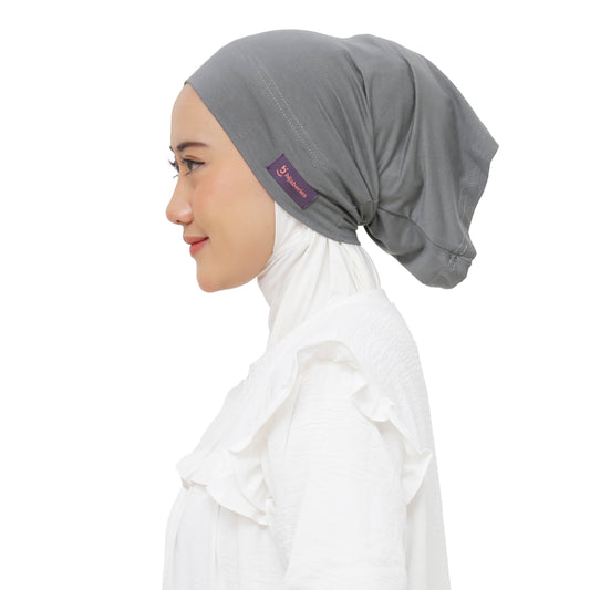 Inner Hijab Long Headband Cotton Rayon Hijaberies - Charcoal Grey