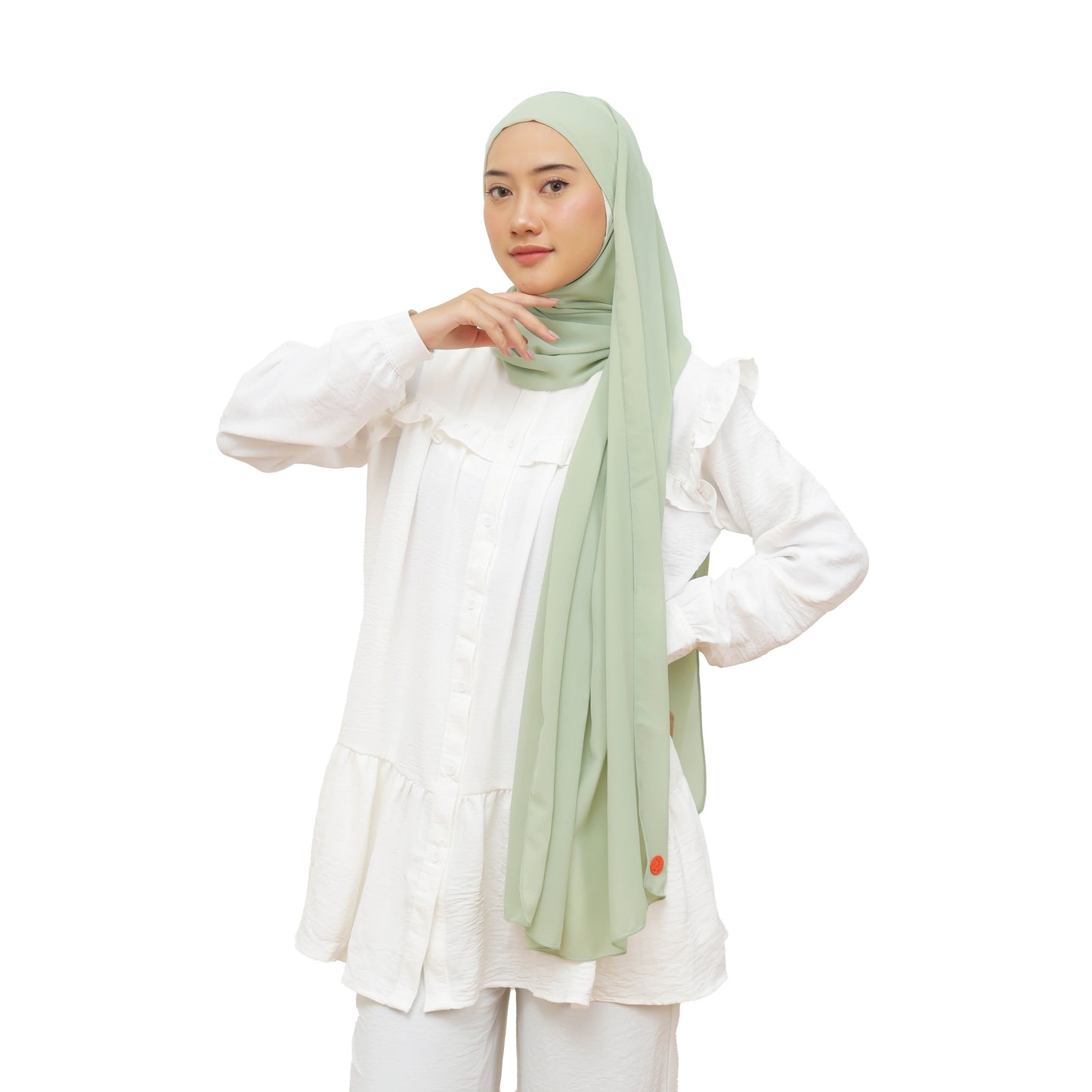 Jiran Pashmina Instan Ceruty Babydoll Hijaberies - Sage Green