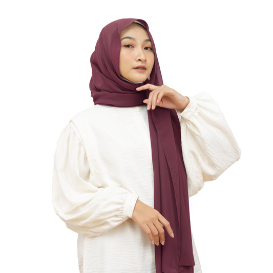 Daily Pashmina Ceruty Babydoll Hijaberies - Wine