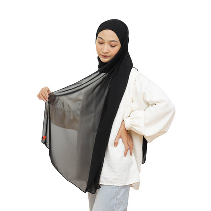 Jiran Pashmina Instan Ceruty Babydoll Hijaberies - Black