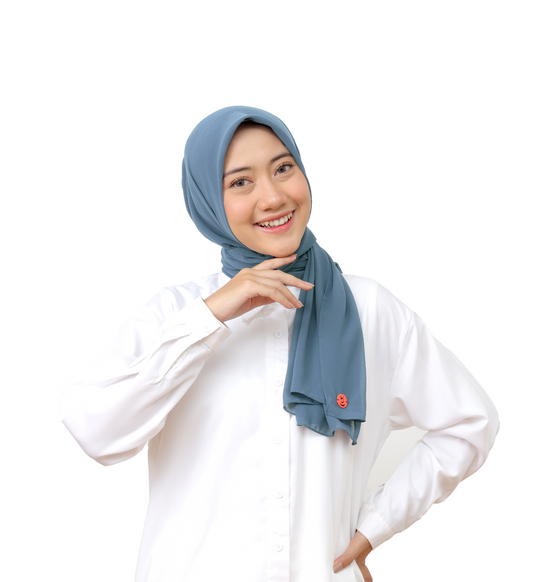 Kelora Pashmina Square Ceruty Babydoll Hijaberies - Denim Blue