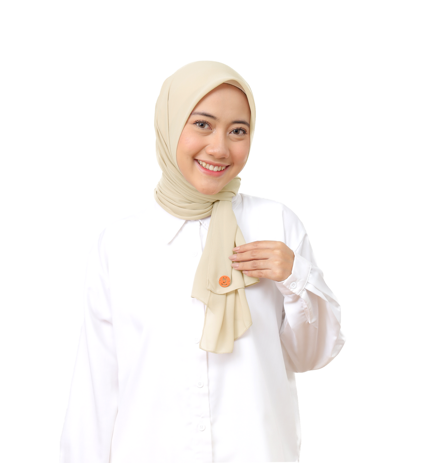 Kelora Pashmina Square Ceruty Babydoll Hijaberies - Milk Tea