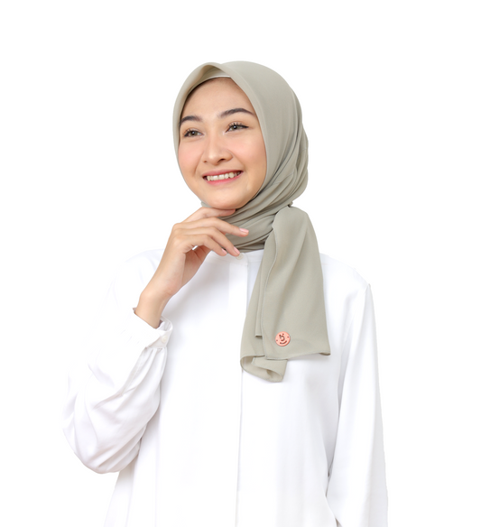 Kelora Pashmina Square Ceruty Babydoll Hijaberies - Pale Olive