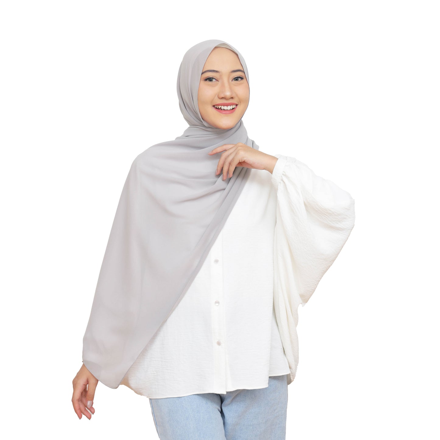 Daily Pashmina Ceruty Babydoll Hijaberies - Silver