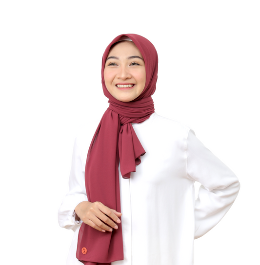 Kelora Pashmina Square Ceruty Babydoll Hijaberies - Rose Wine