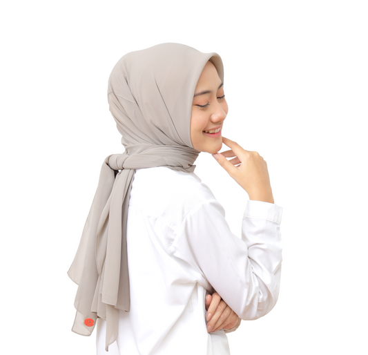 Kelora Pashmina Square Ceruty Babydoll Hijaberies - Oyster