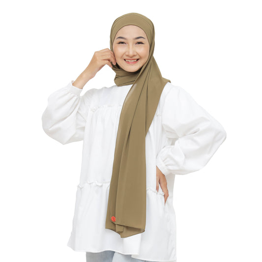 Jiran Pashmina Instan Ceruty Babydoll Hijaberies - Olive