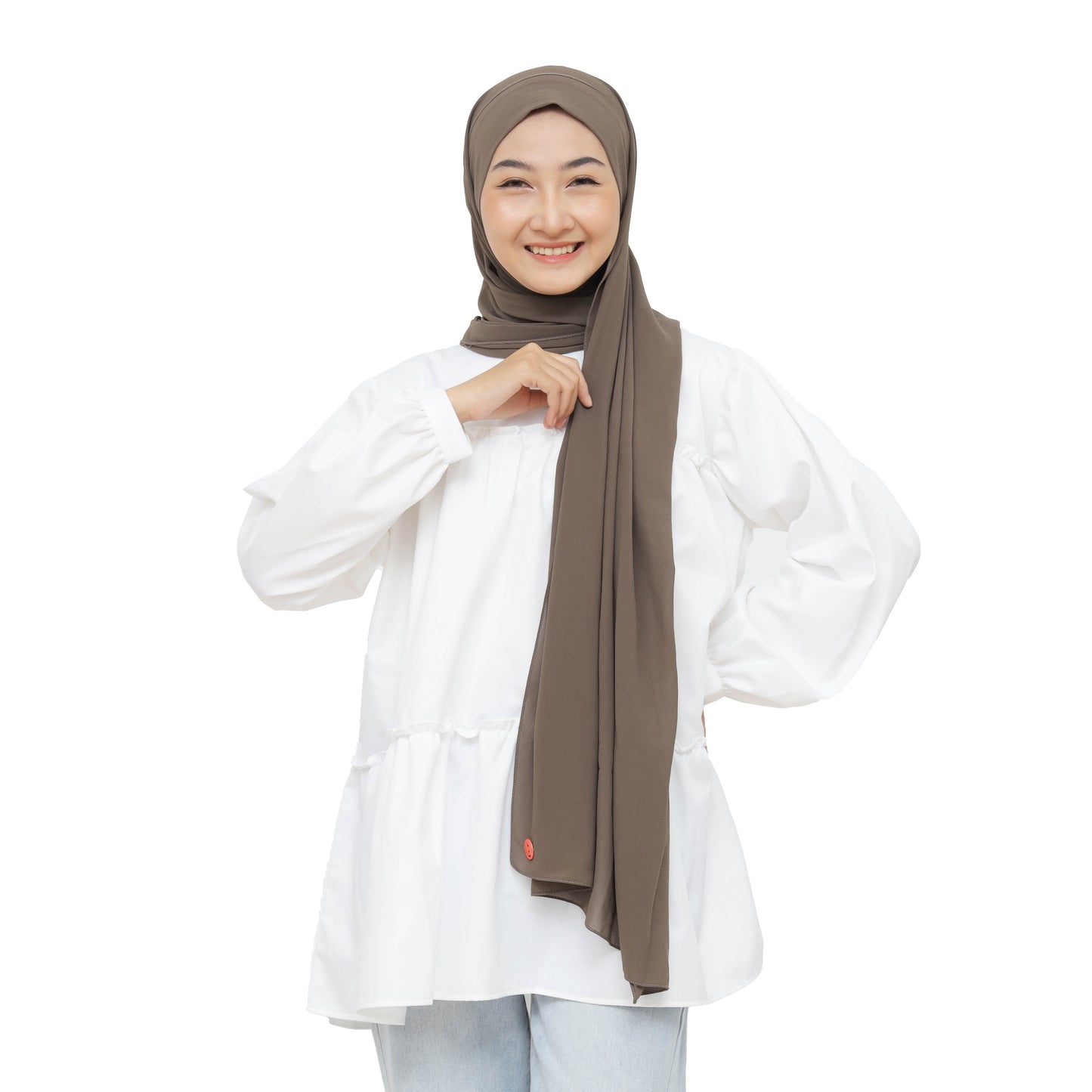 Jiran Pashmina Instan Ceruty Babydoll Hijaberies - Major Brown